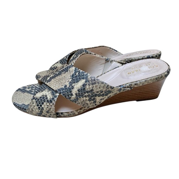 Cole Haan Adley Snake Print Leather Comfort Wedge Sandals Size 7B - Picture 3 of 14